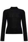 Fabiana Filippi Sparkling Finish Turtleneck Wool Sweater In Black