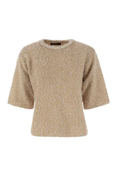 Fabiana Filippi Tweed-effect Crew-neck T-shirt In Neutral