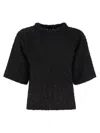 Fabiana Filippi Tweed-effect Crew-neck T-shirt In Black