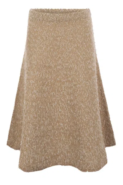 Fabiana Filippi Tweed Effect Flared Skirt In Beige