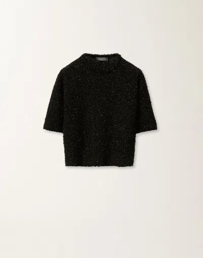 Fabiana Filippi Tweed-effect T-shirt In Black