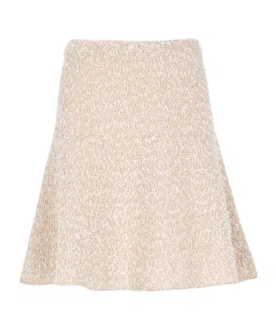 Fabiana Filippi Tweed Flared Knit Skirt In Brown