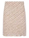 Fabiana Filippi Textured Midi Skirt With Fringe And Sequins In Pink