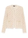 Fabiana Filippi Textured Wool Blend Long Sleeve Jacket In Neutral