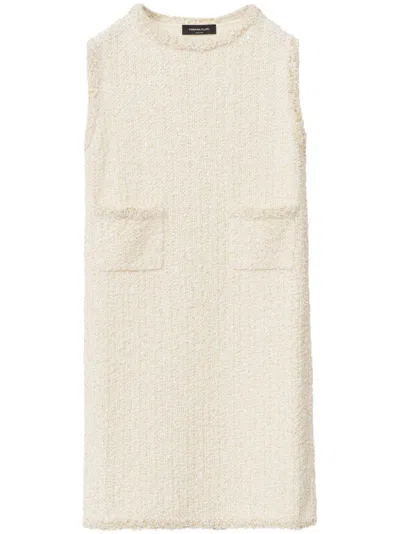 Fabiana Filippi Sleeveless Sequin Tweed Mini Dress In White