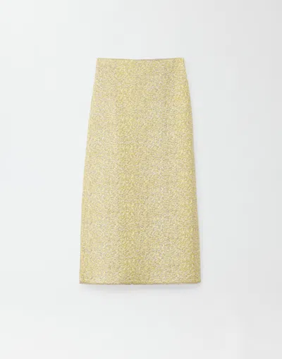 Fabiana Filippi Tweed Pencil Skirt In White/sun/gold