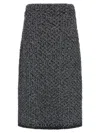 Fabiana Filippi Tweed Skirt High Waist Knee Length In Gray