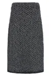 Fabiana Filippi Tweed Skirt High Waist Knee Length In Gray