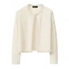 Fabiana Filippi Fringe-trim Sequin Tweed Cardigan In Bianco Citrino