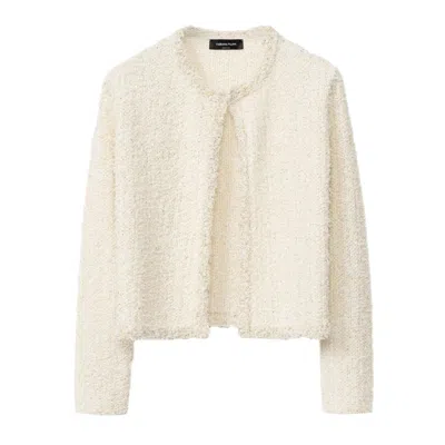 Fabiana Filippi Tweed Trimmed Cropped Cardigan In White