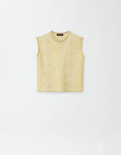 Fabiana Filippi Tweed Vest Top In White/sun/gold