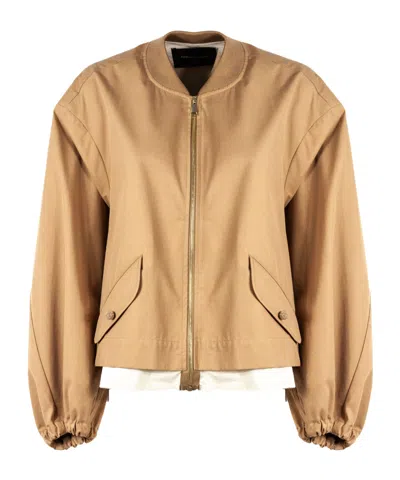 Fabiana Filippi Twill Bomber Jacket In Brown