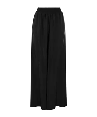 Fabiana Filippi Twill Wide-legged Casual Pants In Black