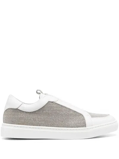 Fabiana Filippi Two-tone Panelled Lace-up Sneakers In White