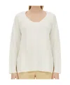 Fabiana Filippi V-neck Sweater With Ribbed Texture And Side Slits In White
