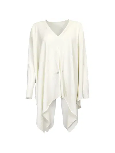 Fabiana Filippi V-neck Asymmetrical Fine-knit Blouse In White