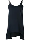 Fabiana Filippi Asymmetrical Donna Top With Elegant Satin Finish And Decorative Straps In Blue