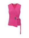 Fabiana Filippi V-neck Belted Sleeveless Top In Fucsia