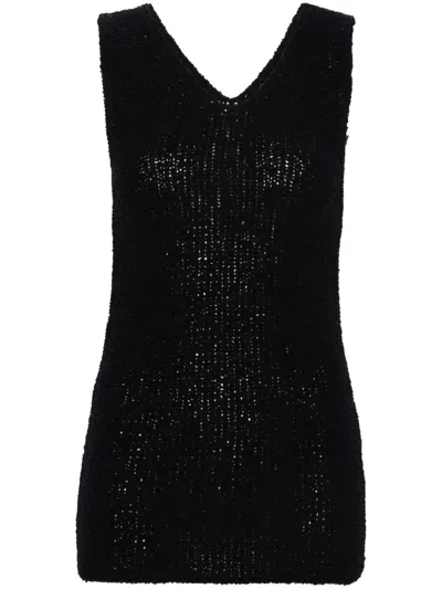 Fabiana Filippi V-neck Bouclé Tank Top In Blue