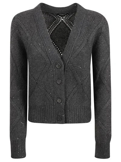 Fabiana Filippi V-neck Buttoned Cardigan In Anthracite