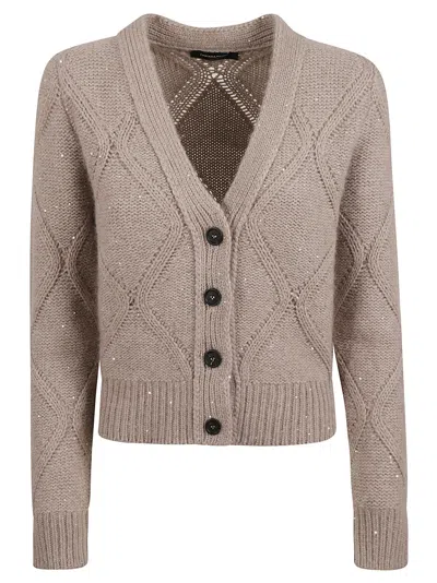 Fabiana Filippi V-neck Buttoned Cardigan In Dove Grey