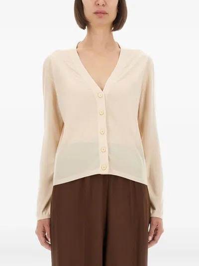 Fabiana Filippi V-neck Buttoned Cardigan In Neutral