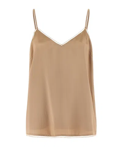 Fabiana Filippi Lingerie Style Top Lightweight Spaghetti Straps In Brown