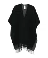 Fabiana Filippi Fringed V-neck Poncho In Black