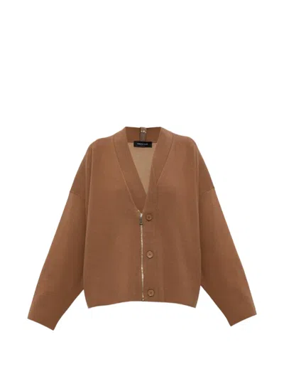 Fabiana Filippi V-neck Cardigan In Brown