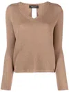 Fabiana Filippi V-neck Cashmere Jumper In Brown