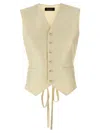 Fabiana Filippi V-neck Cotton Vest With Silk Satin Back In Neutral