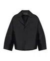 Fabiana Filippi Silk Blend Wide Blazer With V-neck Collar In Black
