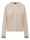 Fabiana Filippi V-neck Embellished-cuff Sweater In Neutral