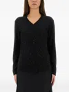 Fabiana Filippi V-neck Embellished Sweater In Black