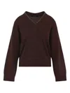 Fabiana Filippi Wool Silk Cashmere Blend V Neck Sweater In Brown