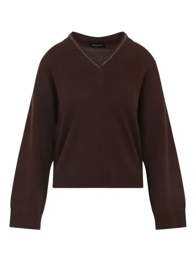 FABIANA FILIPPI V-NECK EMBELLISHED WOOL SWEATER
