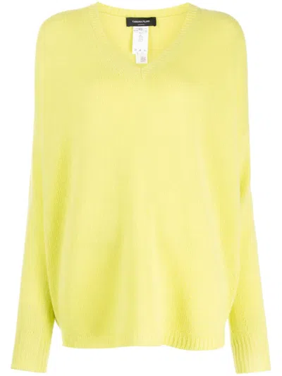 Fabiana Filippi V-neck Fine-knit Cashmere Jumper In Yellow
