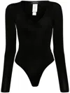 Fabiana Filippi V-neck Fine-ribbed Bodysuit In Black