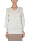 Fabiana Filippi V-neck Ribbed Knitwear Long Sleeves In White