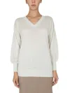 Fabiana Filippi V-neck Ribbed Knitwear Long Sleeves In White