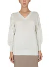 Fabiana Filippi V-neck Ribbed Knitwear Long Sleeves In White