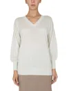Fabiana Filippi V-neck Ribbed Knitwear Long Sleeves In White