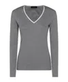 Fabiana Filippi Crewneck Knitwear Contrast Trim In Gray