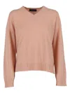 Fabiana Filippi V-neck Knit Sweater With Ribbed Detailing In Pink