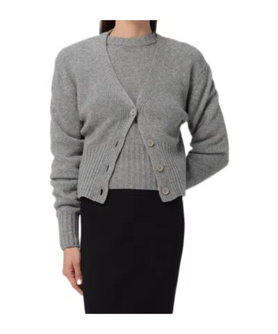 Fabiana Filippi V-neck Knitted Cardigan In Gray