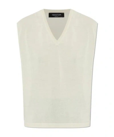 Fabiana Filippi V-neck Sleeveless Vest In Neutral