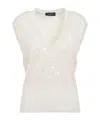 Fabiana Filippi V-neck Vanilla White Virgin Wool Vest In White