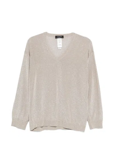 Fabiana Filippi V-neck Long-sleeve Sweater In Gray