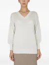 Fabiana Filippi V-neck Ribbed Knitwear Long Sleeves In White
