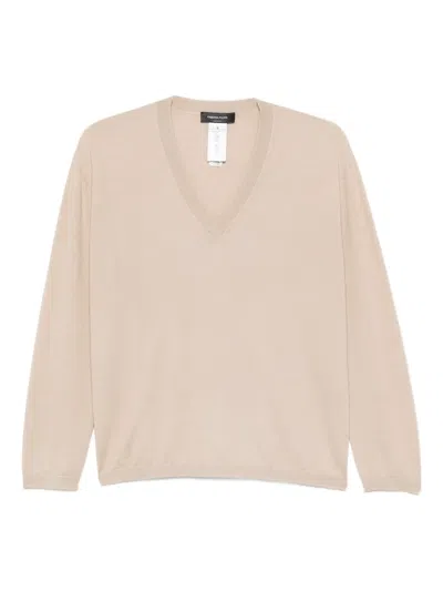 Fabiana Filippi V-neck Long-sleeve T-shirt In Neutral